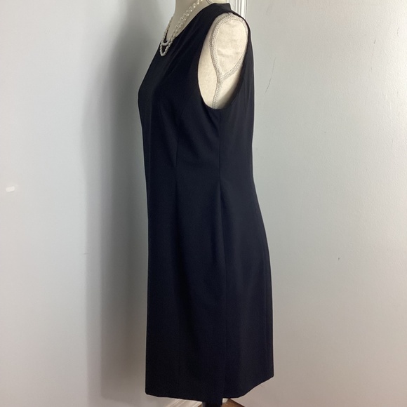 LAFAETTE 148 WOMAN SZ 10 BLACK SHEATH SHORT DRESS SLEEVELESS LINED CAREER FORMAL - Picture 4 of 14